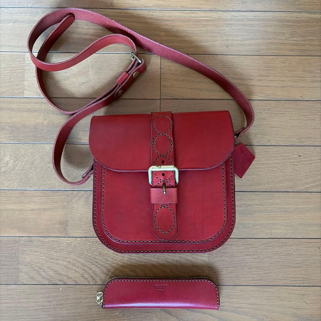 美*空様 【希少・美品】HERZ ヘルツ レザーショルダーバッグ＆ペンケース セ