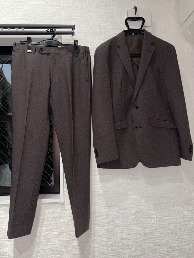 【ジャケット未着用】スーツセレクト ウォッシャブルスーツブラウンセットアップA6