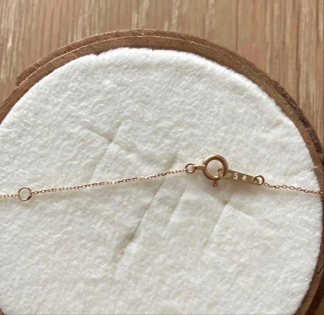 K18 天然ダイヤモンド 0.2ct ミル打ち 一粒ネックレス　PG