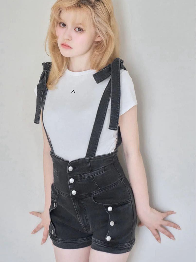 パンツ ANDMARY Ribbon denim allinone