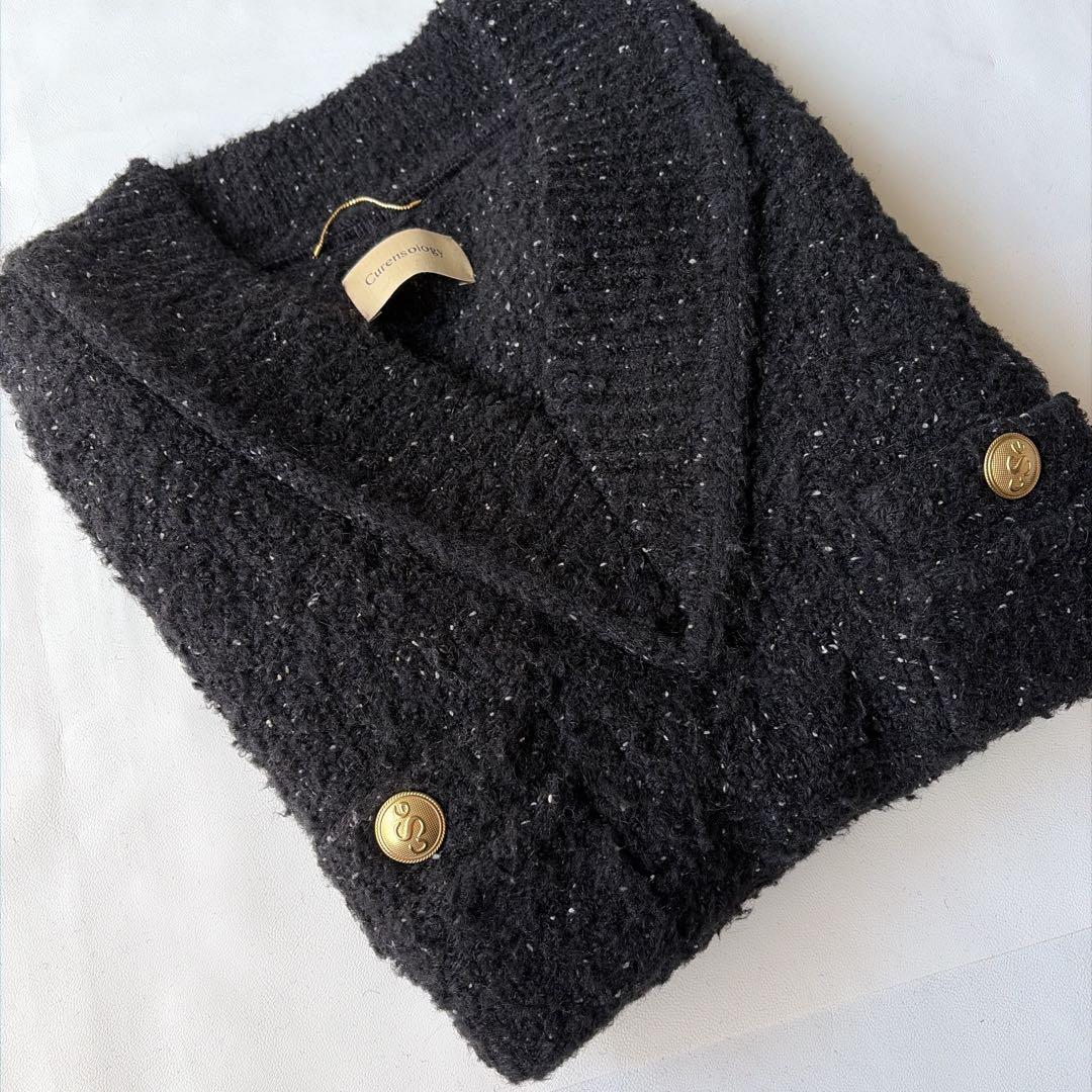 Curensology カレンソロジー ツイーディヤーン ニットベスト ブラック