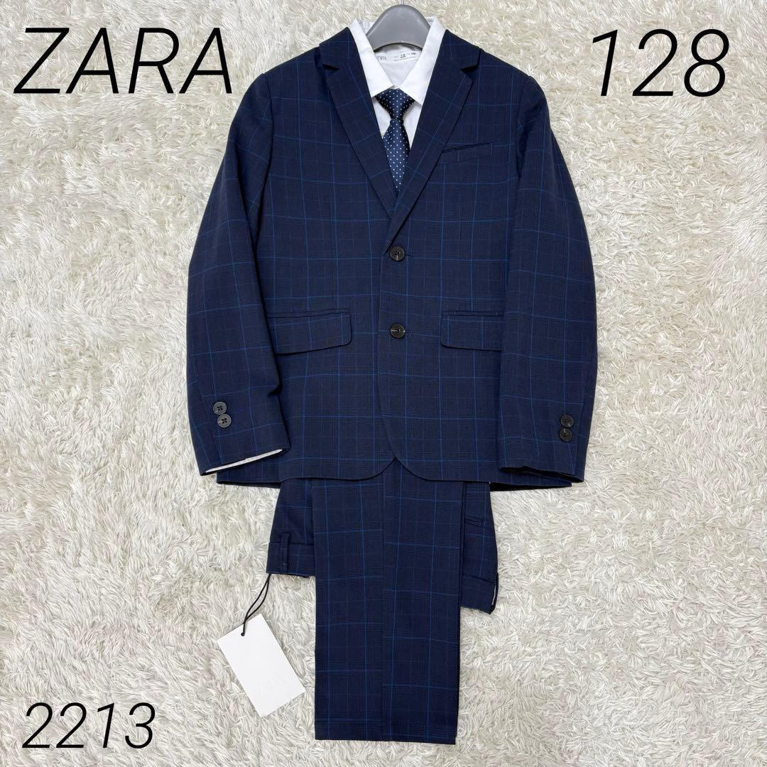 【未使用タグ付き】ZARA 男児フォーマルスーツ セットアップ 紺 128