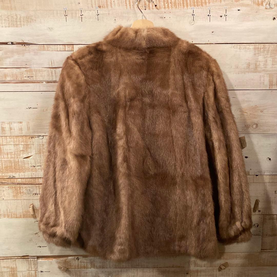ビンテージ ミンク 毛皮 ジャケット コート リアルファー 茶色 ブラウン