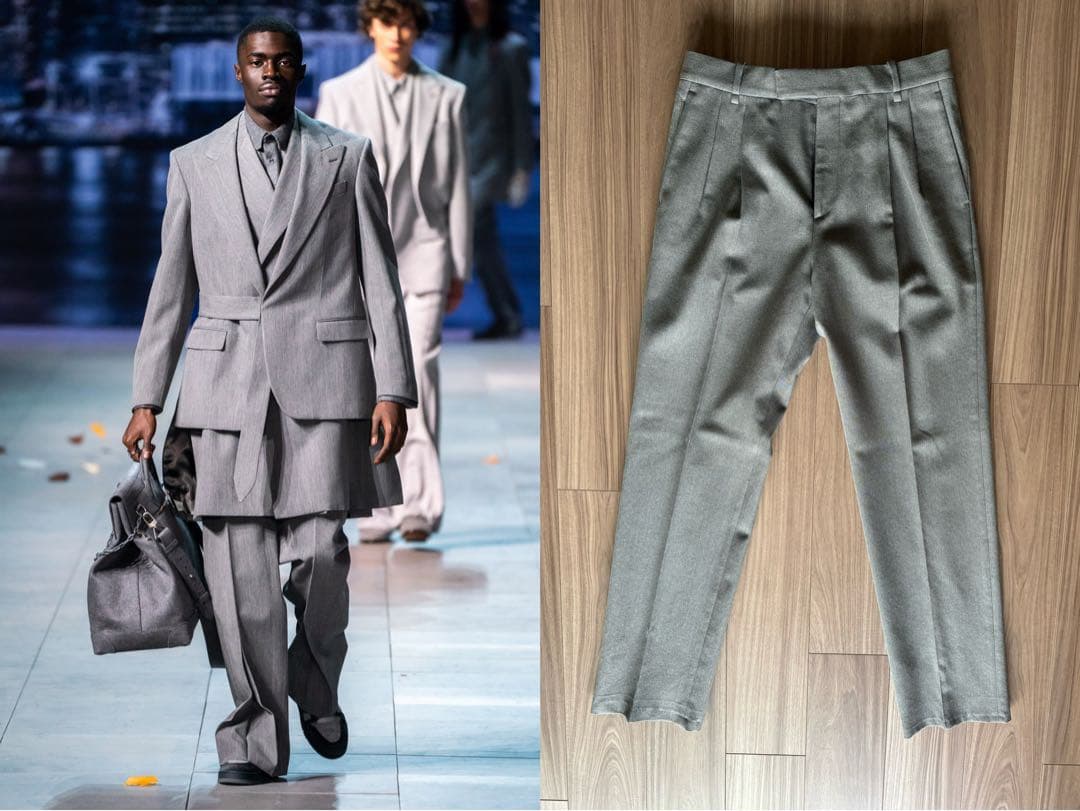 新品同様 ルイ ヴィトン 19AW タック ウール スラックス パンツ