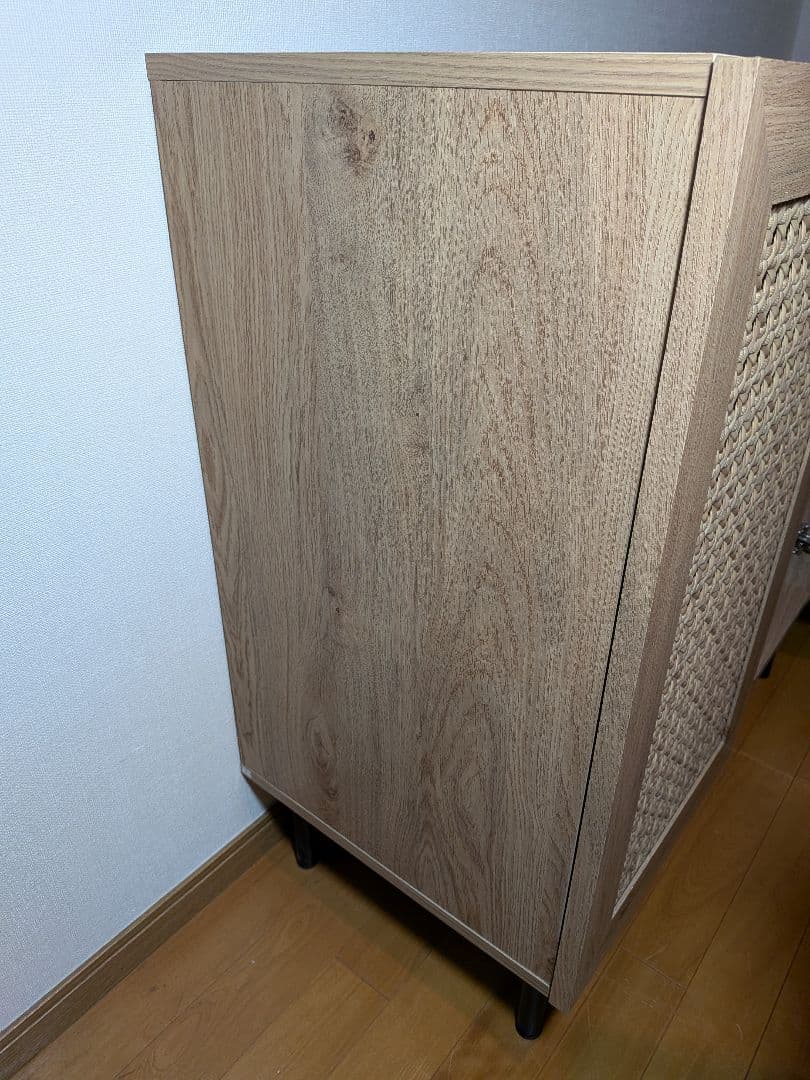 《送料込》LOWYA ラタン調キャビネット リビングボード 棚 収納ロウヤ