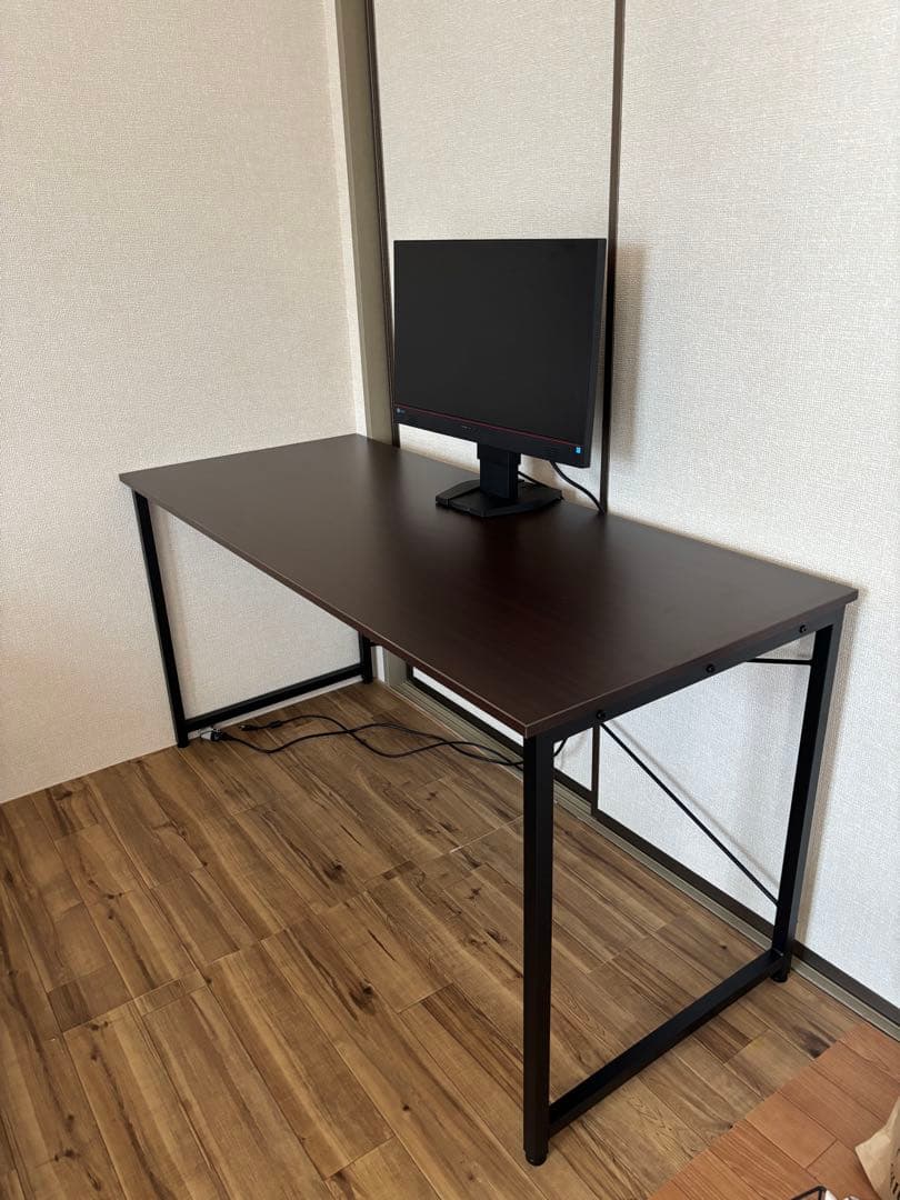 サンワダイレクト 幅140cm パソコンデスク ダークブラウン