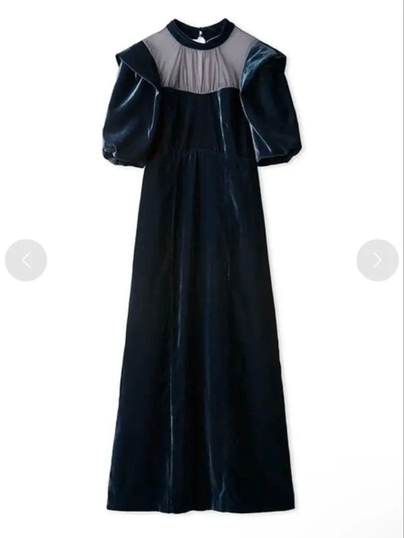 【お値下げ中】LILY BROWN シアーネックベロアドレス　0サイズ