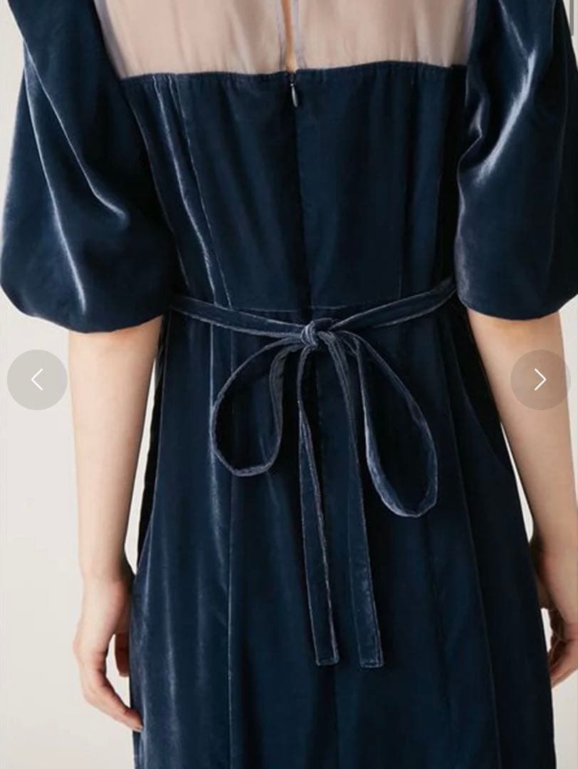 【お値下げ中】LILY BROWN シアーネックベロアドレス　0サイズ