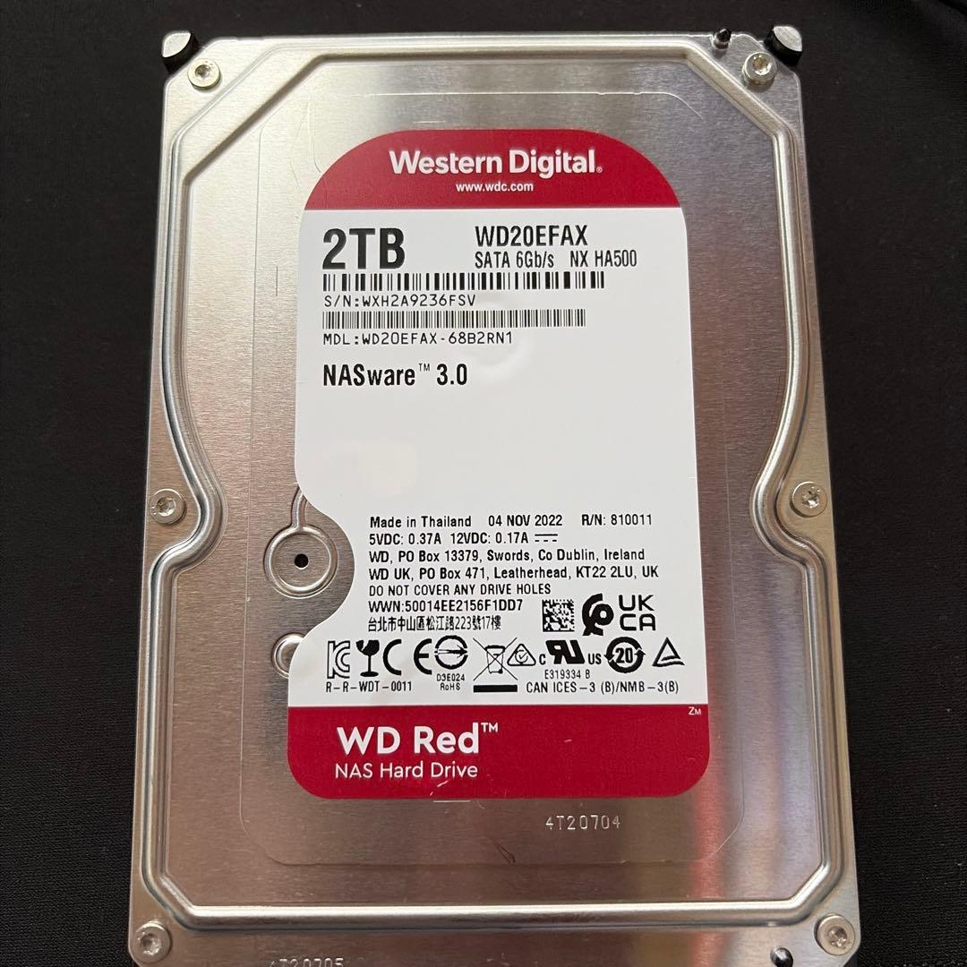 NAS用 2TB HDD WD WD20EFRX ハードドライブ 使用時間少め
