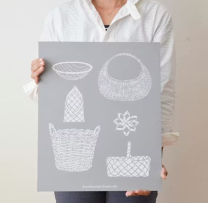 北欧、暮らしの道具店　6周年記念オリジナルポスター「北欧のかご」グレー額縁付き