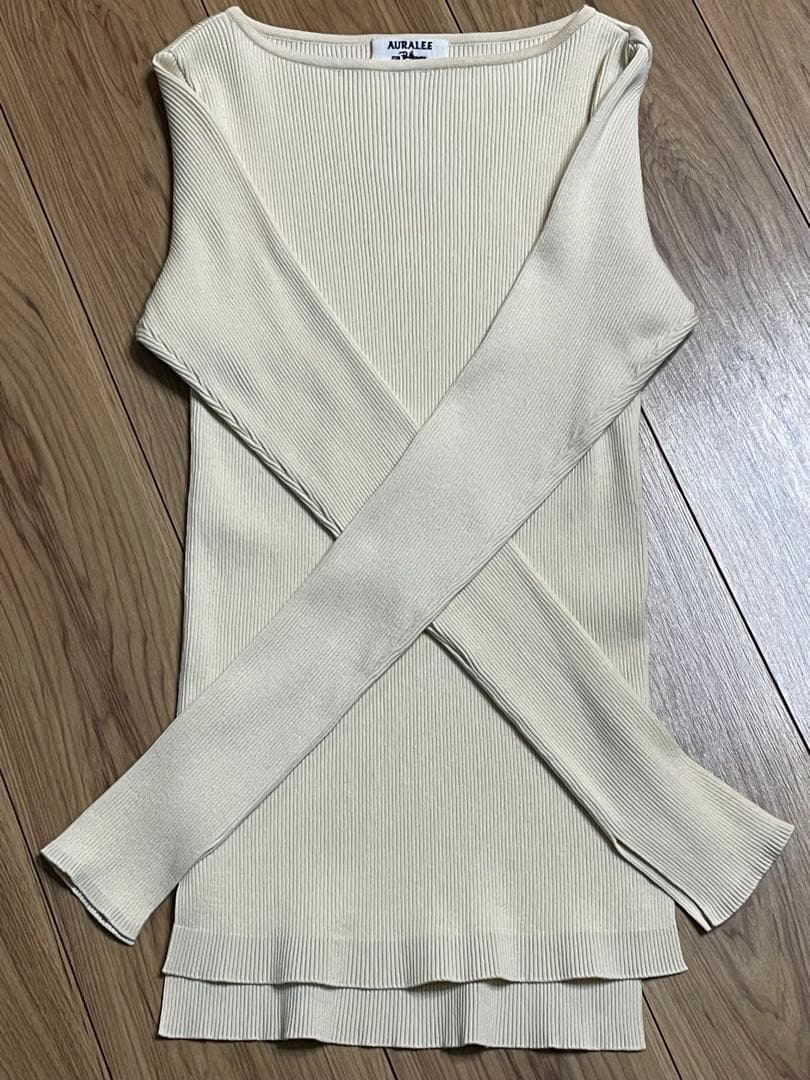 【美品】AURALEE ギザボートネック ベージュ サイズ1