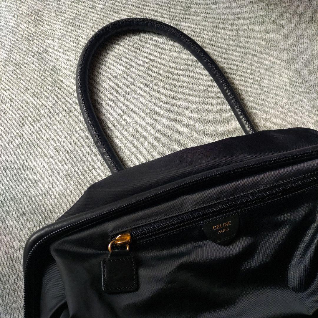 セリーヌ　CELINE　ナイロン　レザー　ハンドバッグ　入学　卒業　美品