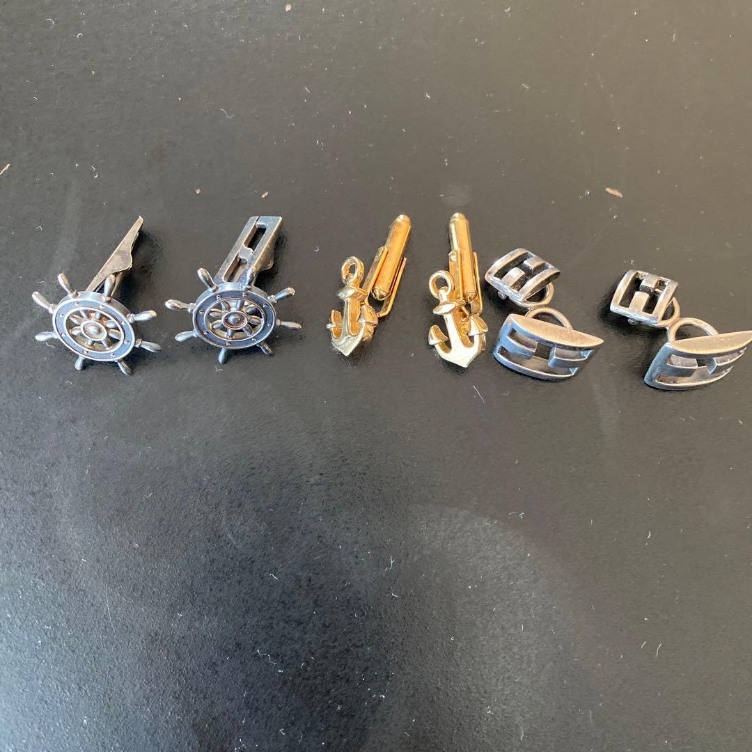 エルメス、舵輪と錨デザインのカフリンクス 3ペア