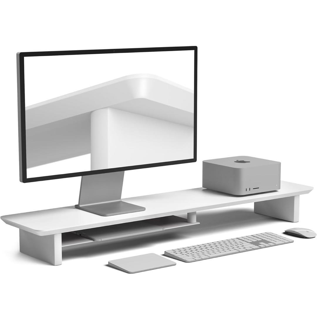 amesoba モニタースタンド デスク MASSIRO (オールホワイト)