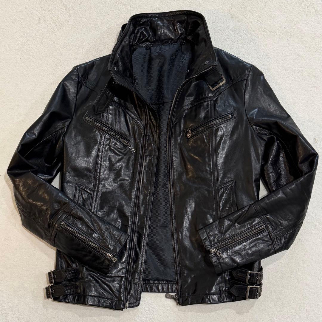 トルネードマート　レザージャケット　シングルライダースジャケット 牛革　黒　L