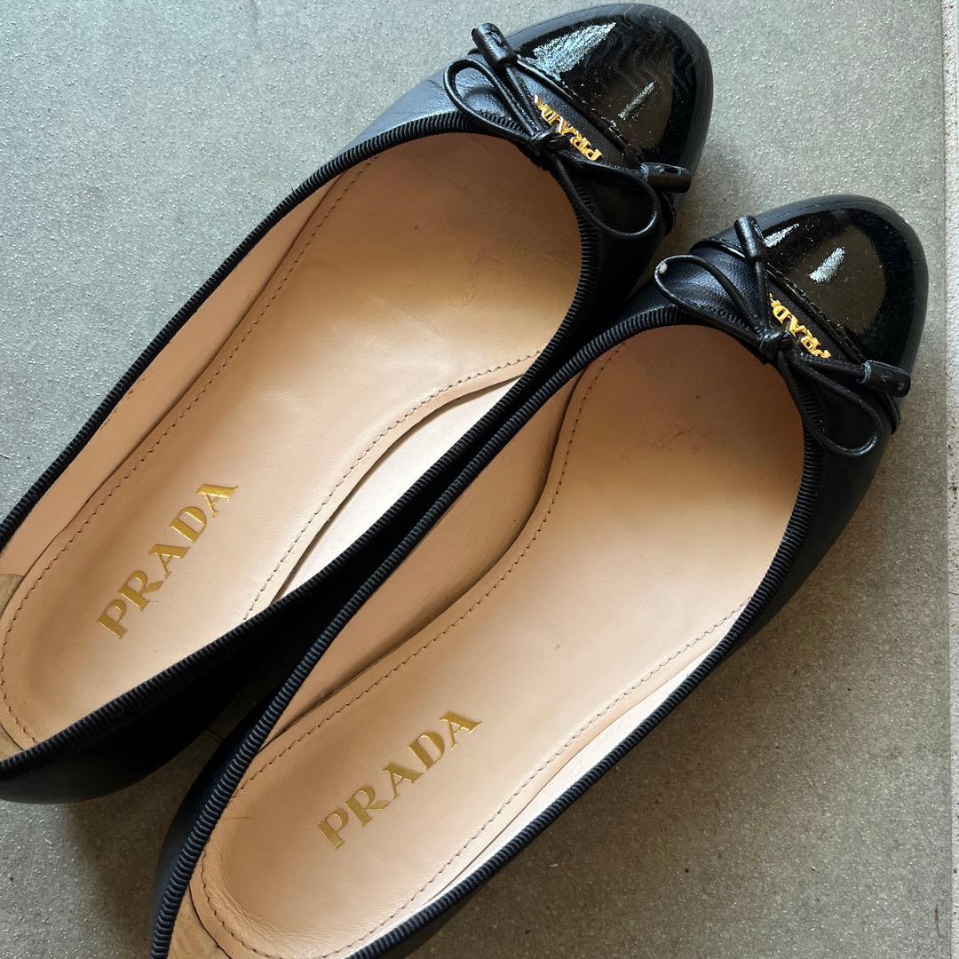 PRADA フラットパンプス　リボン　23㎝