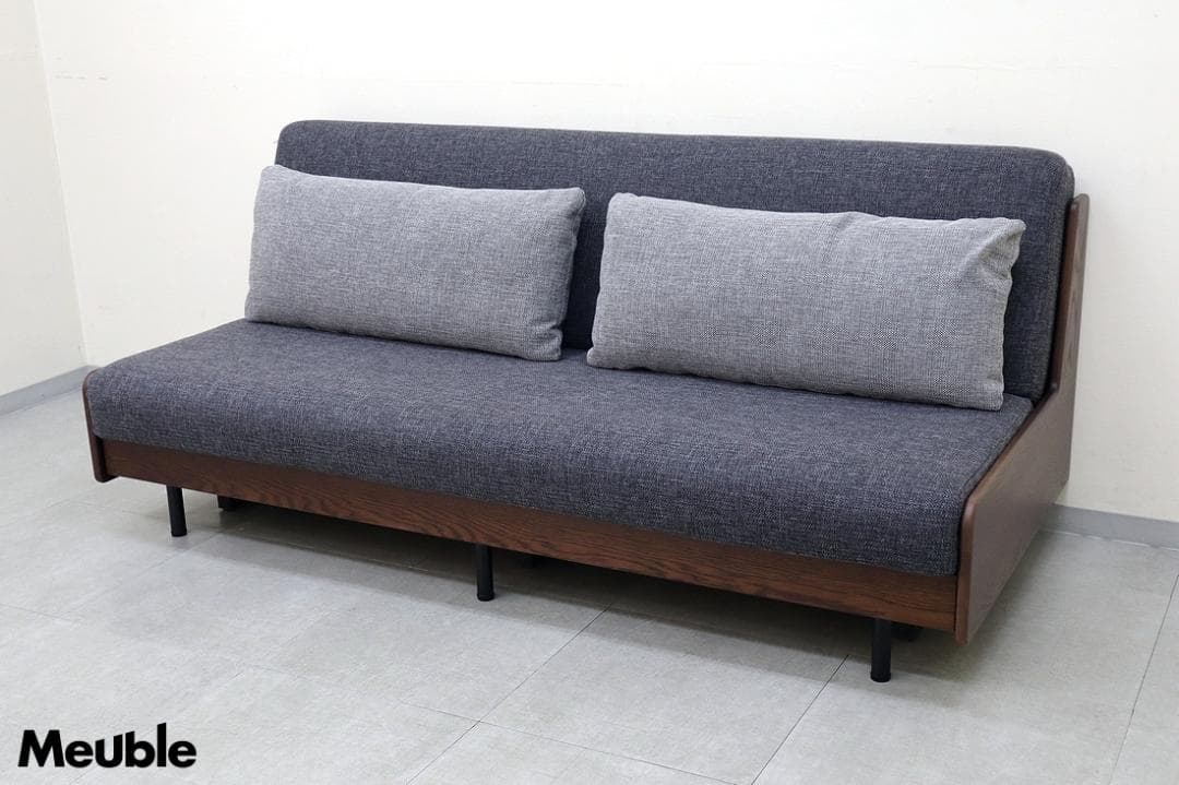 美品 モーブル リテリー ペース ごろ寝ソファ オーク材 ソファベッド 3人掛け