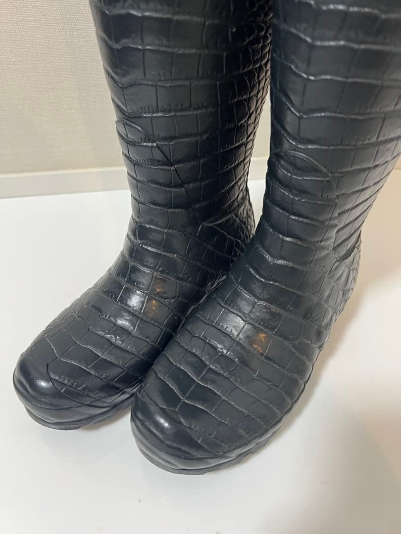 【再値下げ】ネイビー美品/ハンター & ジミーチュウレインブーツ