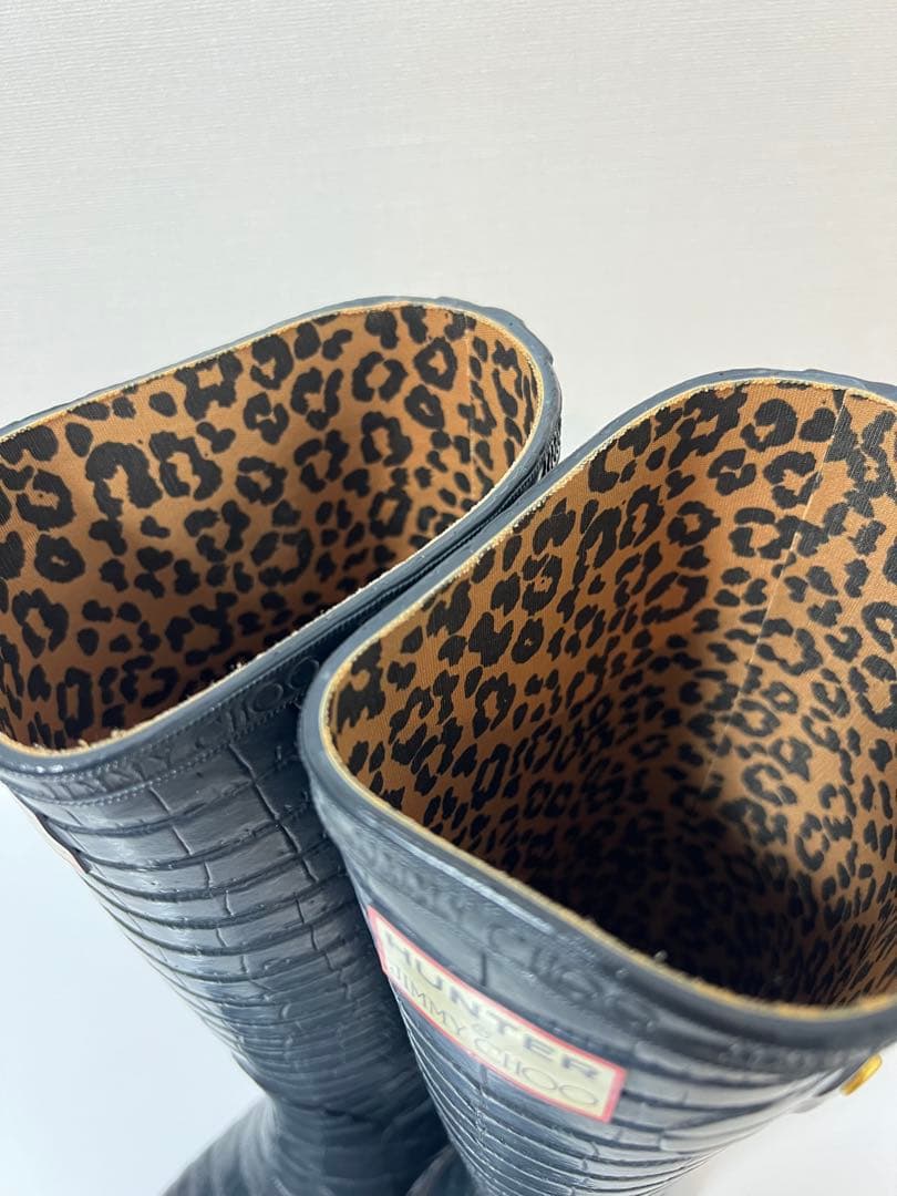 【再値下げ】ネイビー美品/ハンター & ジミーチュウレインブーツ