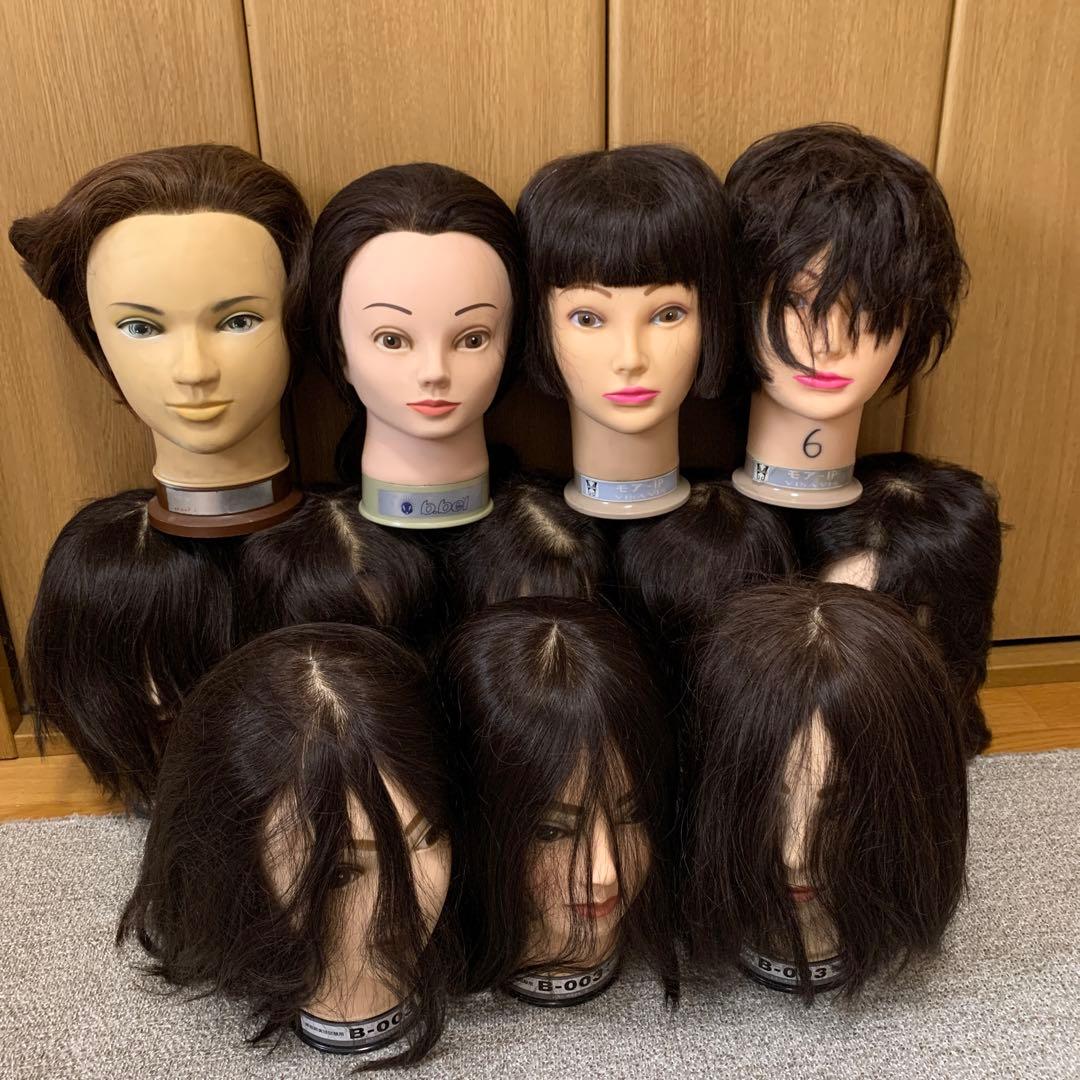 カットウィッグ　練習用　まとめ売り　12体
