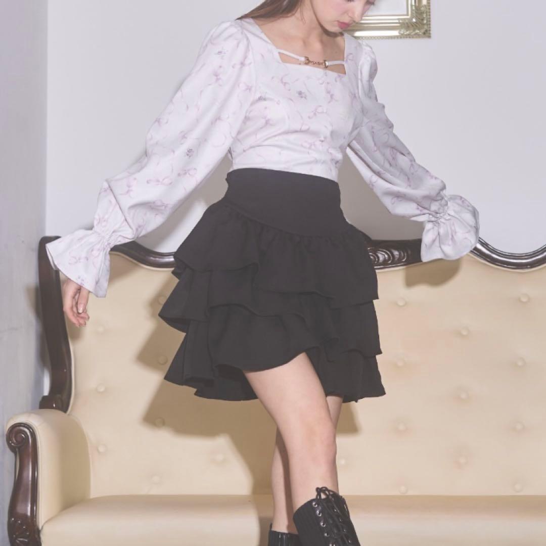 【Sayaka】Lovilyn -5kg三段フリルミニスカート ピンク 黒