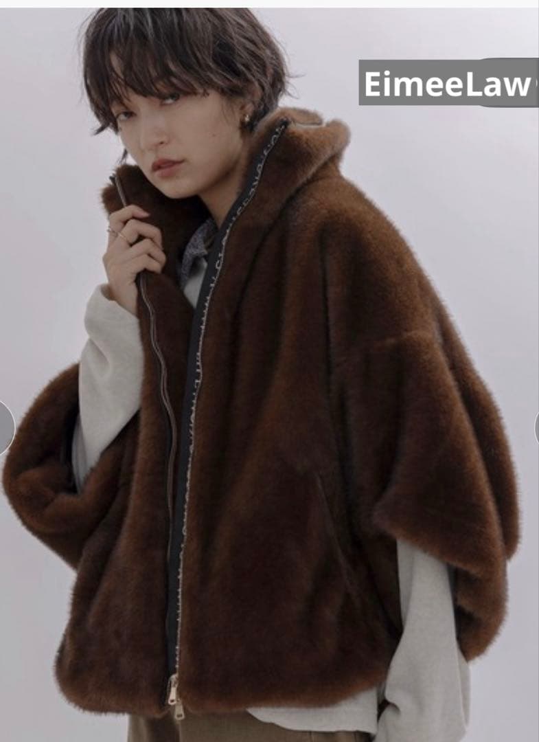 EimeeLawミンクファー スタンドネックショートコート