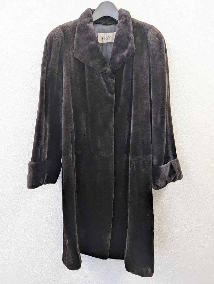 【FUR FLUSH】 シェアード ミンクロングコート ダークグレー