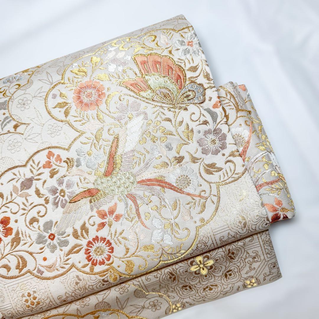 一体型 ワンタッチ帯 作り帯 マジックテープ 豪華 袋帯 二重太鼓