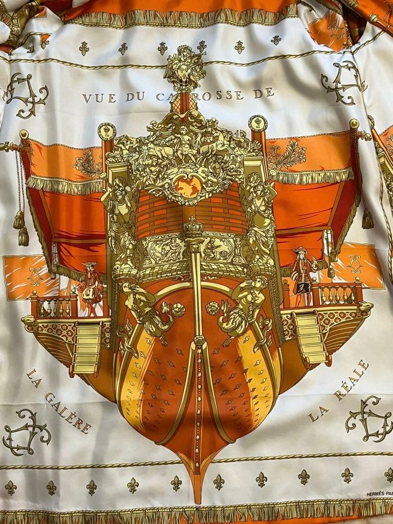 SAGA MINK×HERMES エルメススカーフ ミンクロングコート 白 毛皮