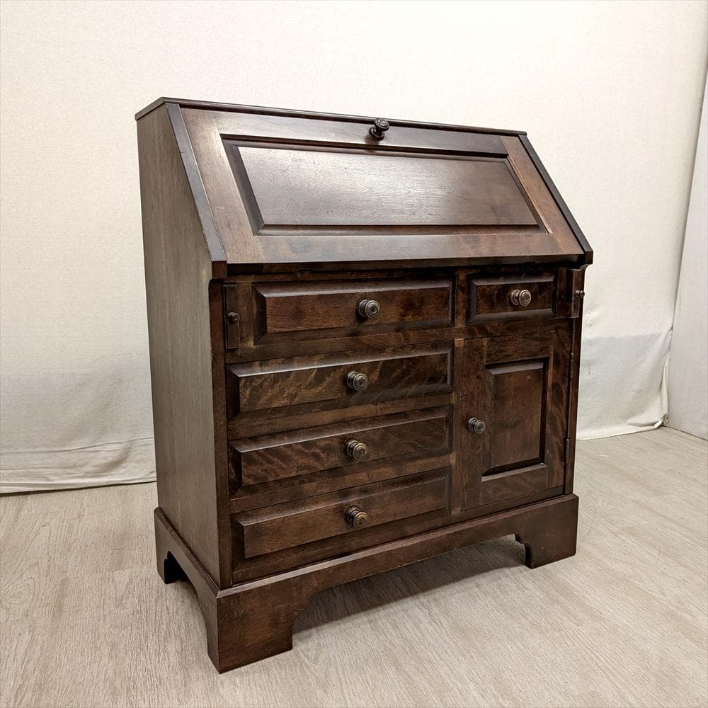 北海道民芸家具　樺 カバ材　無垢　ライティングデスク　ライティングビューロー