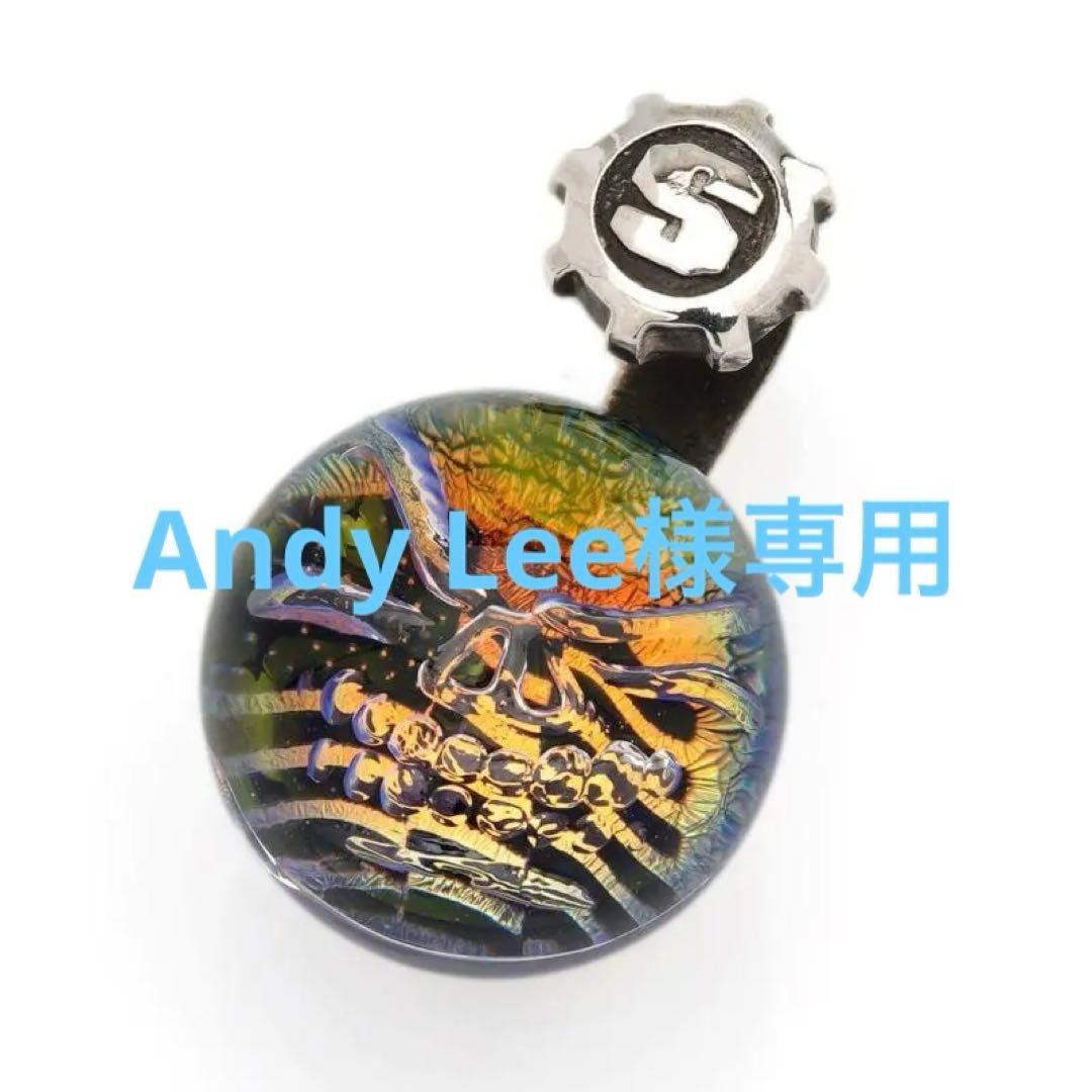 ニュースカルマーブルペンダント w/スカル/アメリカンフラッグ