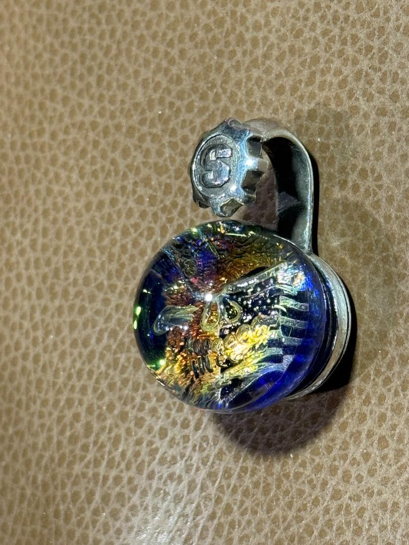 ニュースカルマーブルペンダント w/スカル/アメリカンフラッグ