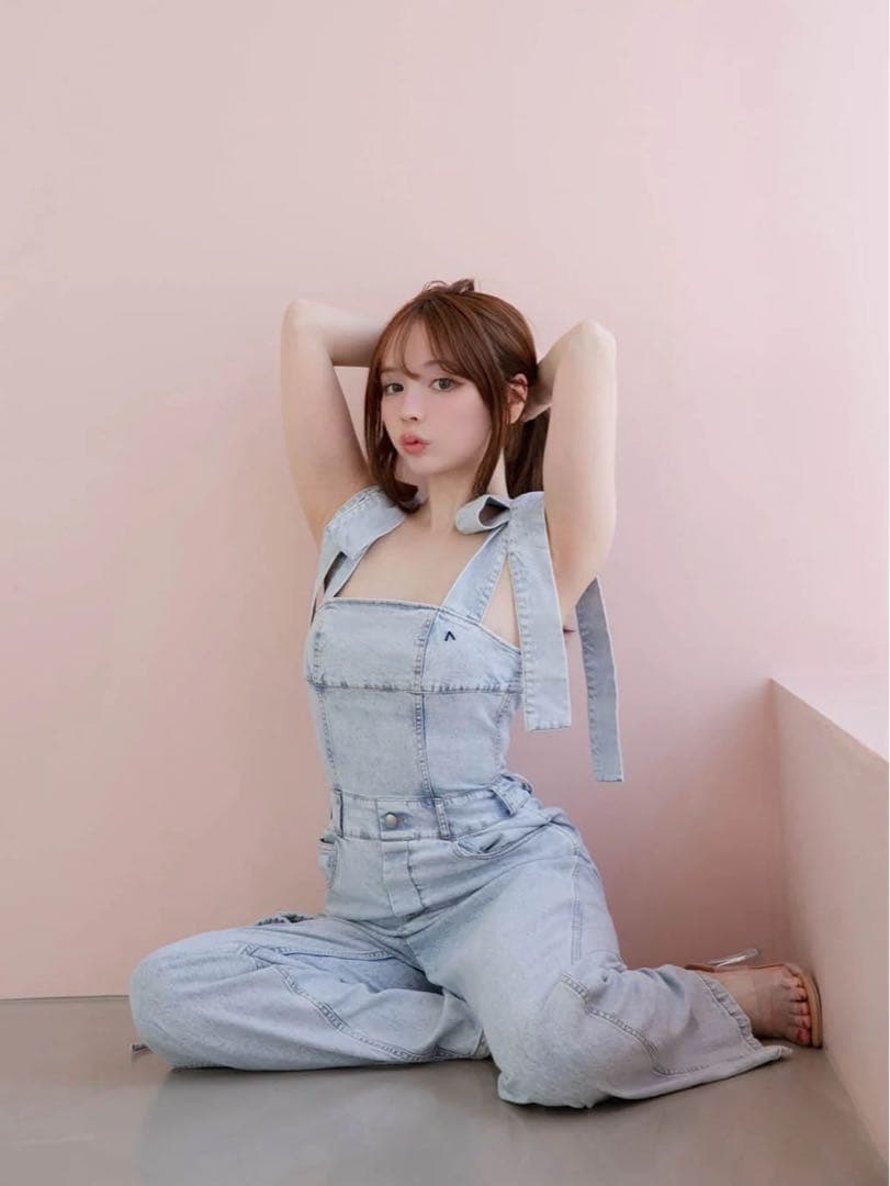 andmary ♡ Nicola ribbon denim allinone