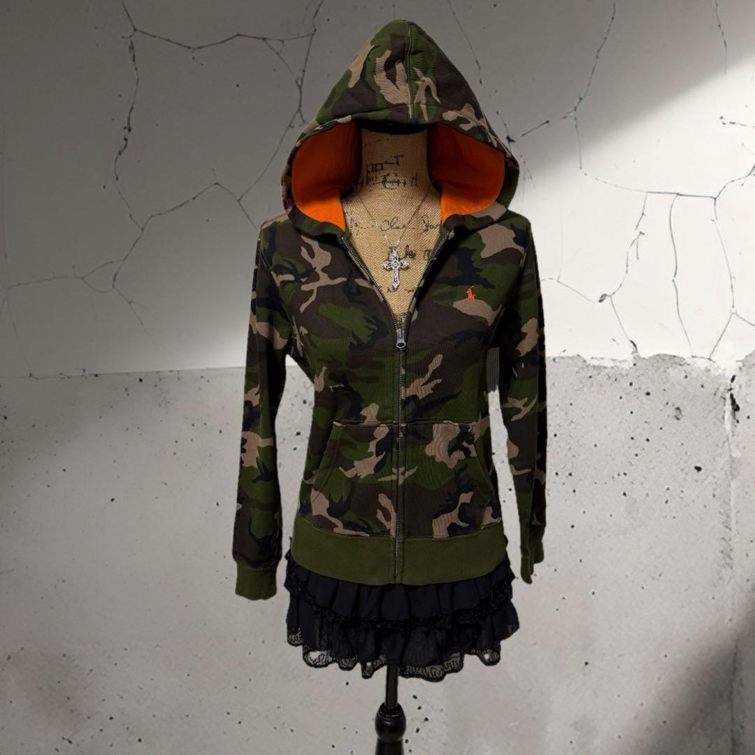 y2k 00s❤︎ノームコア ラルフローレン 迷彩 ジップアップ パーカー