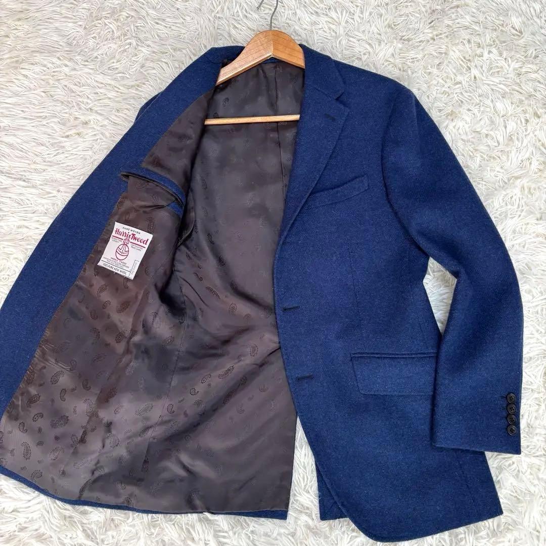 ✨️美品 ハリスツイード テーラードジャケット ペイズリー ブルー 2B 総裏