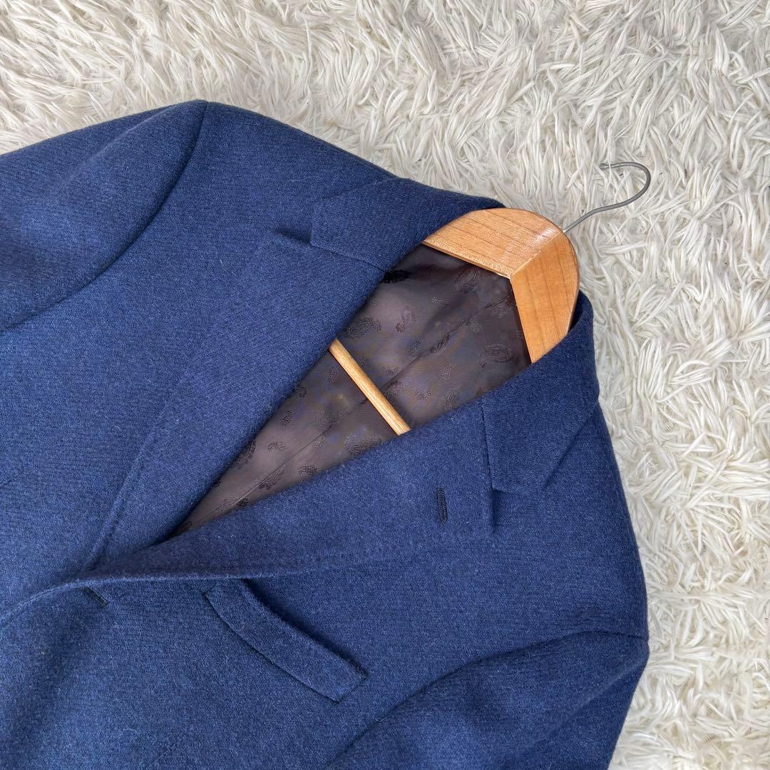 ✨️美品 ハリスツイード テーラードジャケット ペイズリー ブルー 2B 総裏