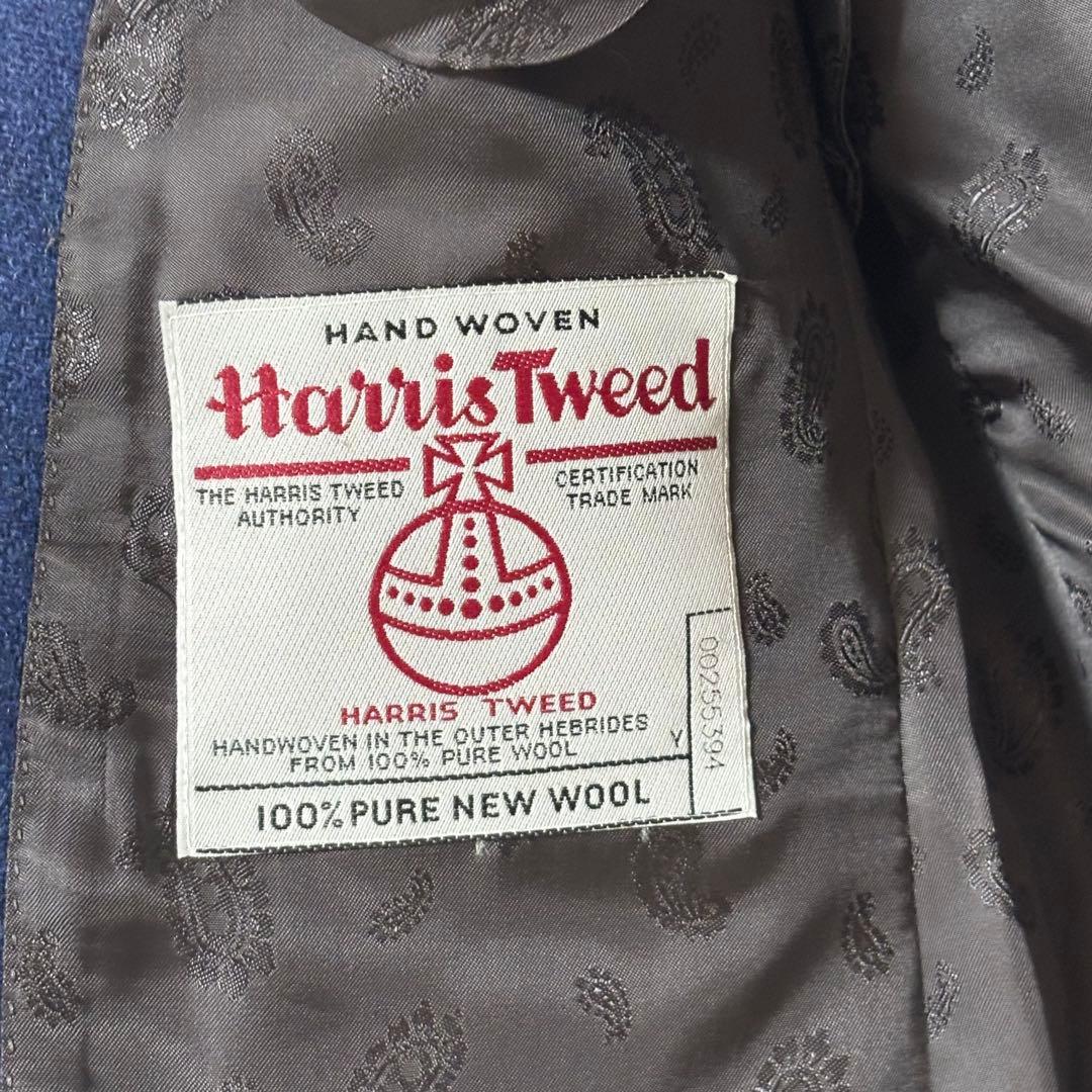 ✨️美品 ハリスツイード テーラードジャケット ペイズリー ブルー 2B 総裏