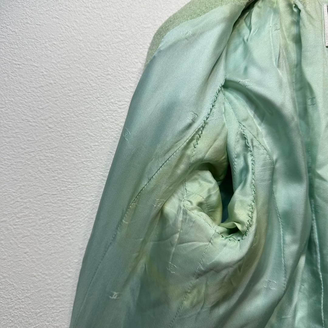 希少 CHANEL 上質 ウール シルク ツイード パール テーラードジャケット