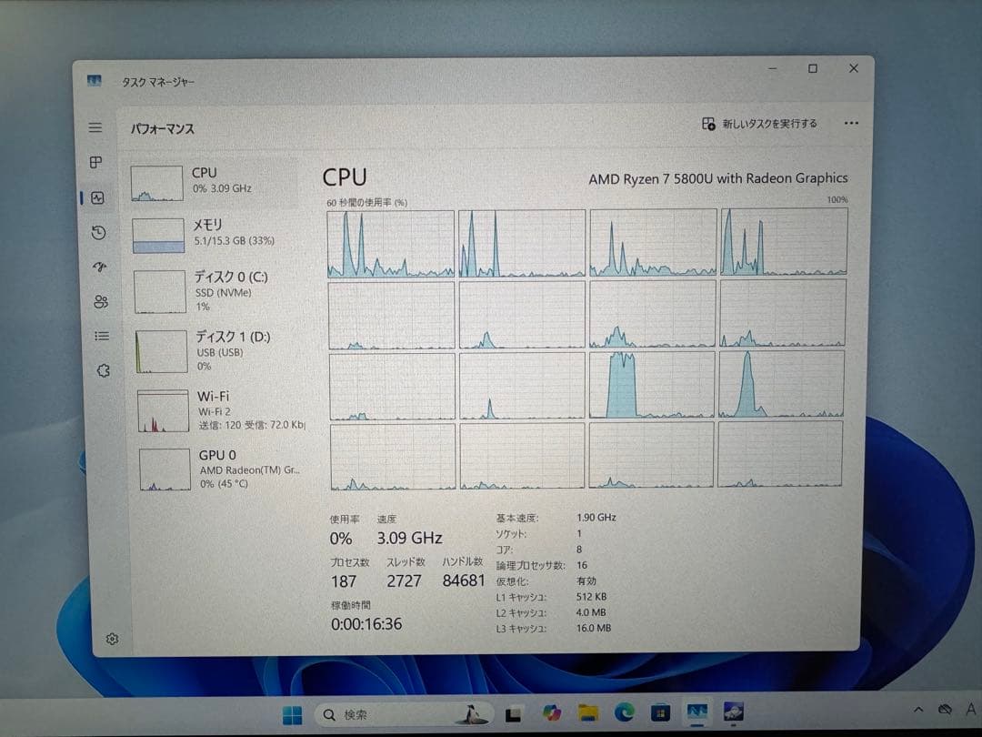 タッチ対応 HP ENVY x360/Ryzen7 5800U/16GB/1TB