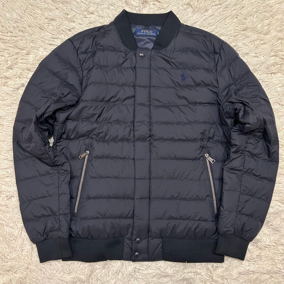 ポロラルフローレン　ダウンジャケット　ポニー刺繍　黒　近年　ロゴジップ　短丈
