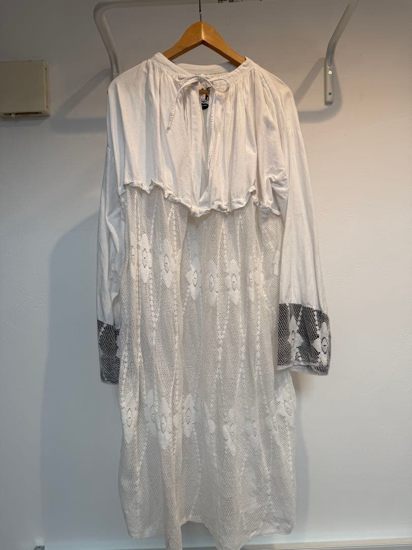 中目黒 古着屋 h アッシュリメイクチャーチドレスホワイト ロングスリーブ