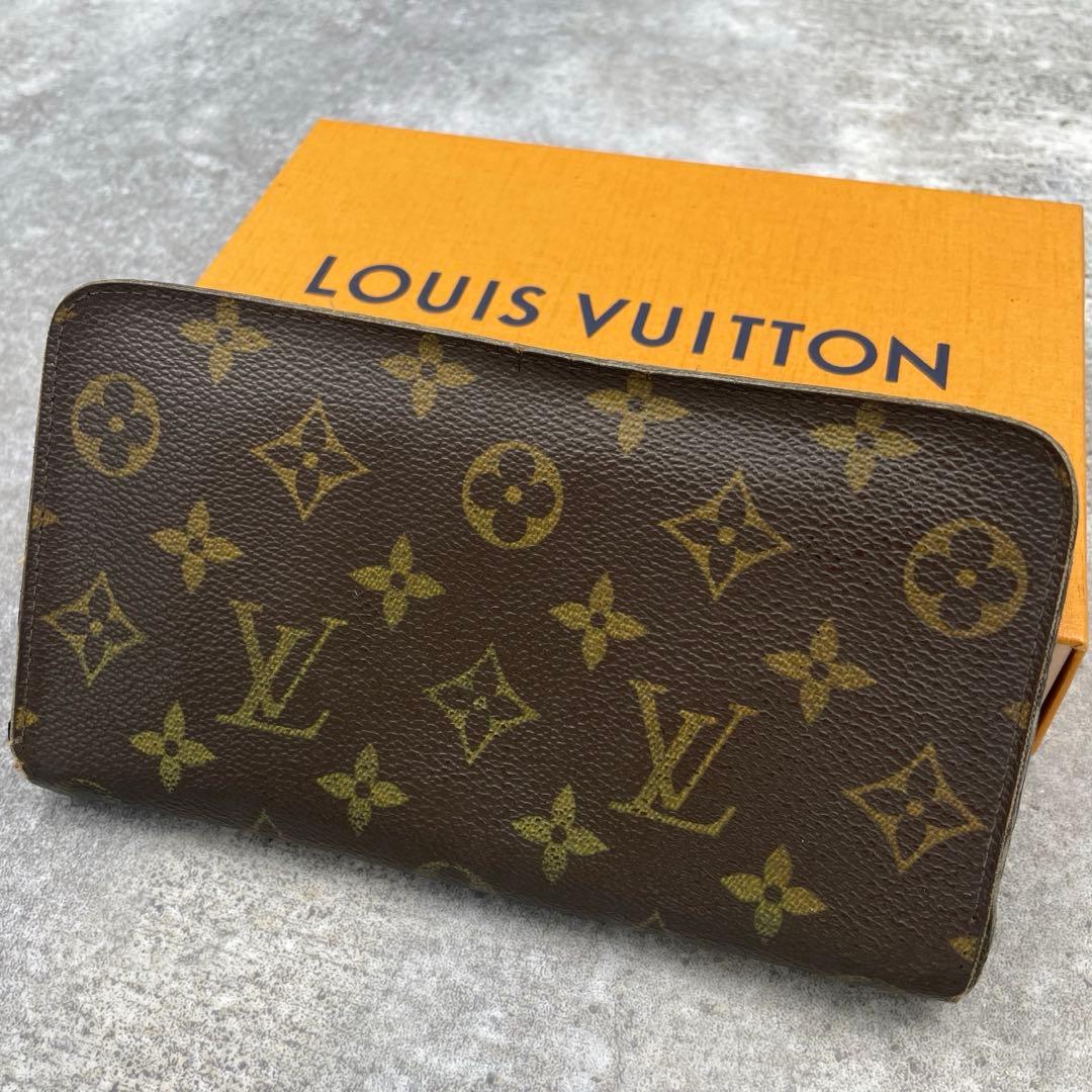 【良品】ルイヴィトン　長財布　ジッピー　モノグラム　ブラウン　茶　レザー