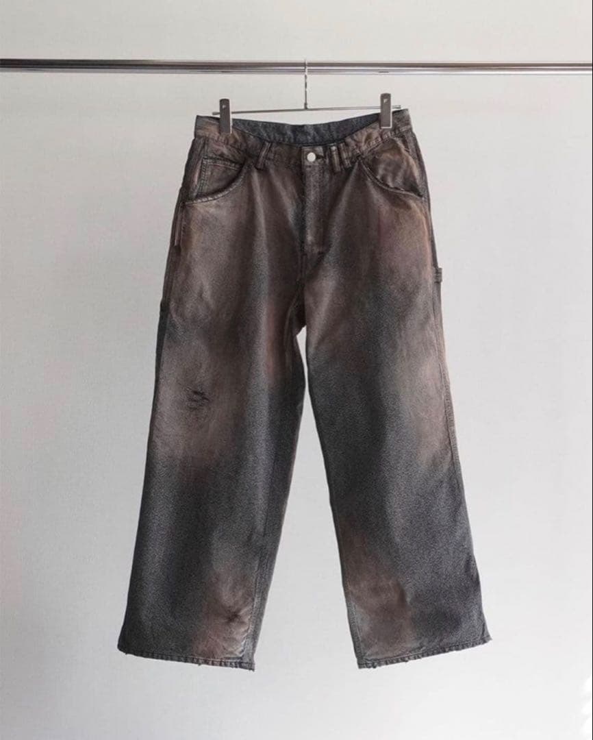 パンツ ancellm BLACK HEATHER PAINTER PANTS (1)