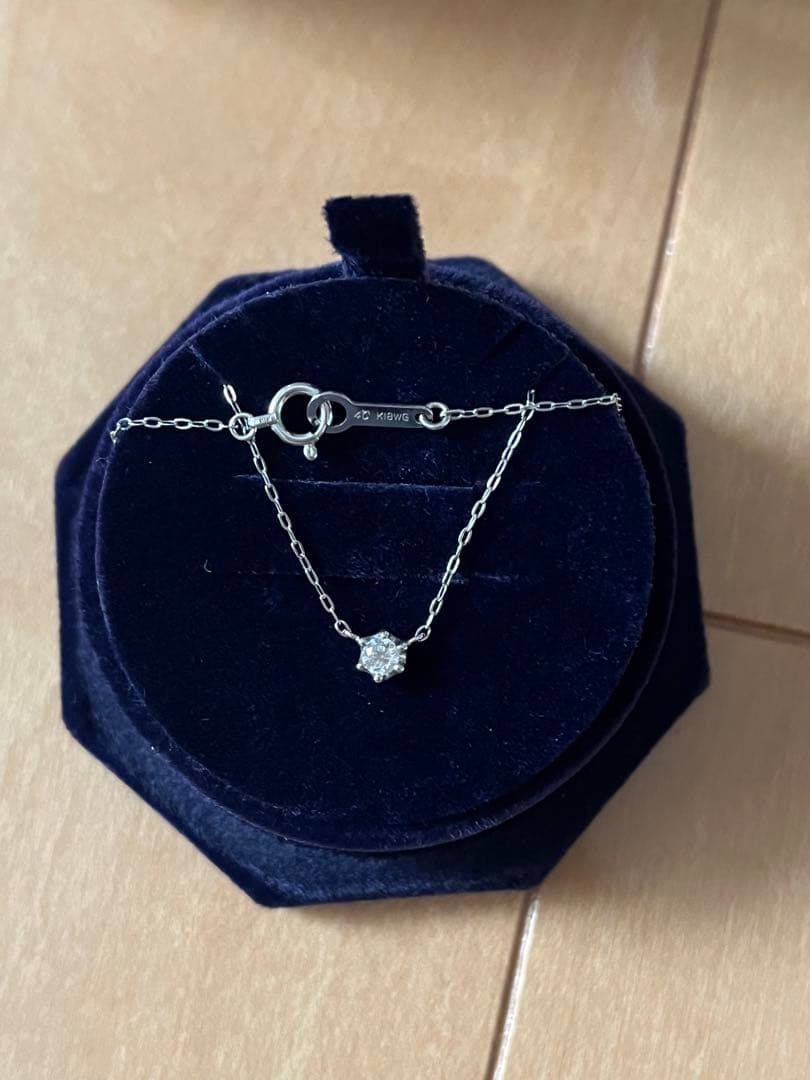 みみみ美品 K18 4℃ 一粒 ダイヤ ネックレス　ホワイト ゴールド