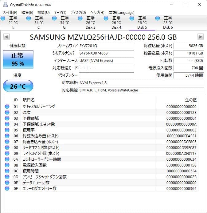 PM991 NVMe 256GB M.2 SSD 4枚セット【⑦0121】