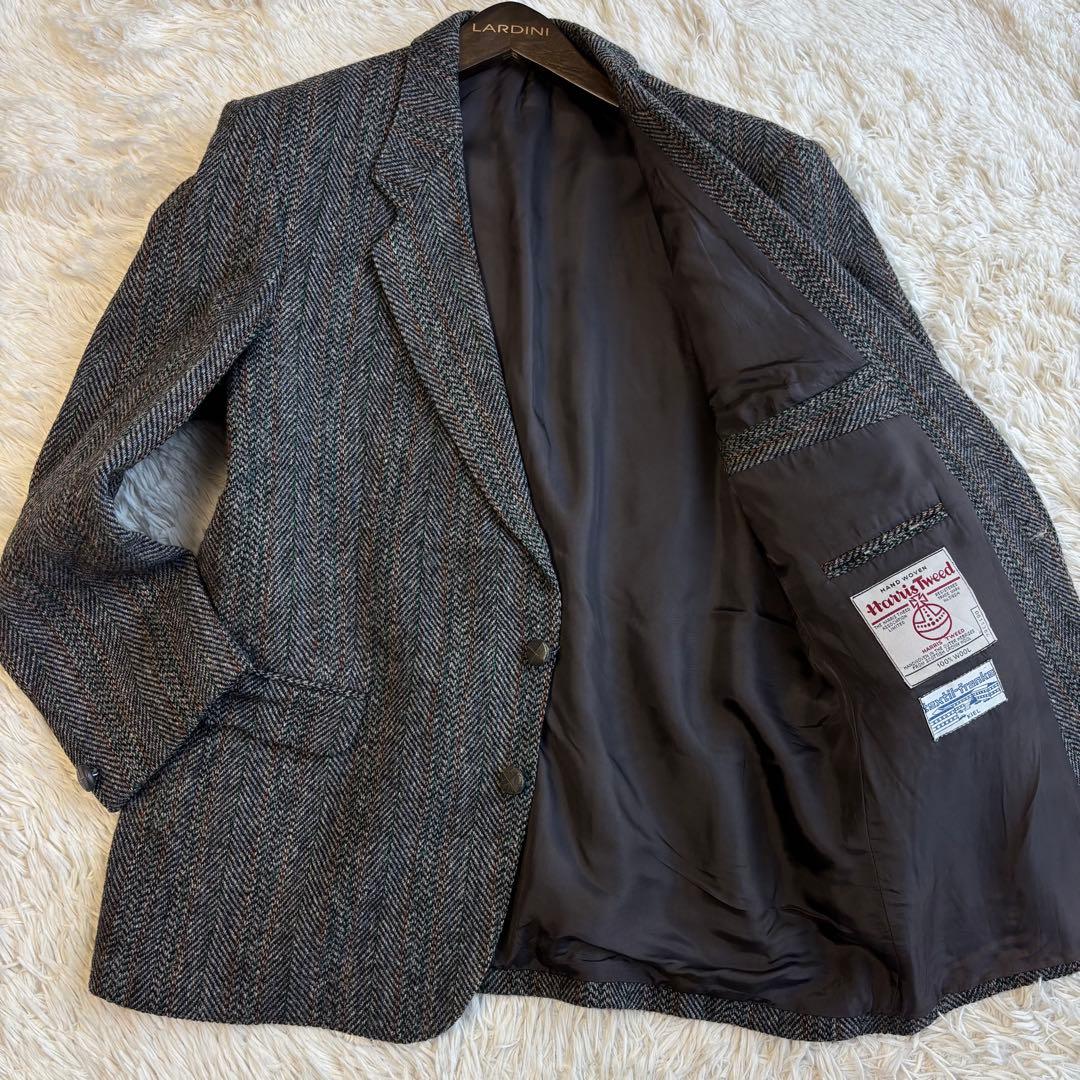 ハリスツイード ツイード テーラードジャケット ヘリンボーン くるみボタン