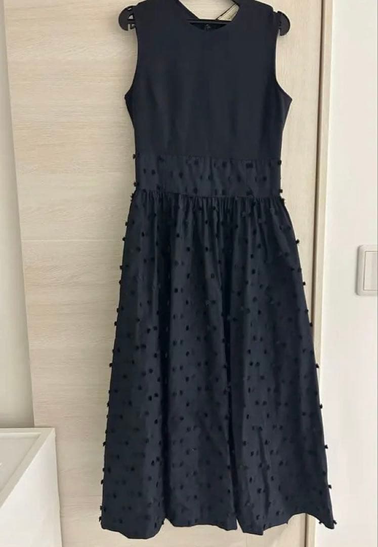 美品 2024 リボン カットジャガード コンビ ワンピース ウォッシャブル