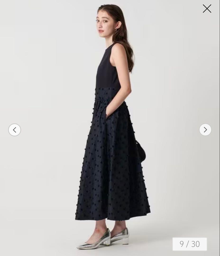 美品 2024 リボン カットジャガード コンビ ワンピース ウォッシャブル