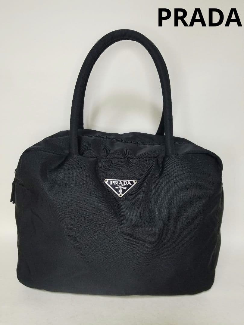 プラダ テスート ブラックナイロン ハンドバッグ/トートバッグ、レディース、