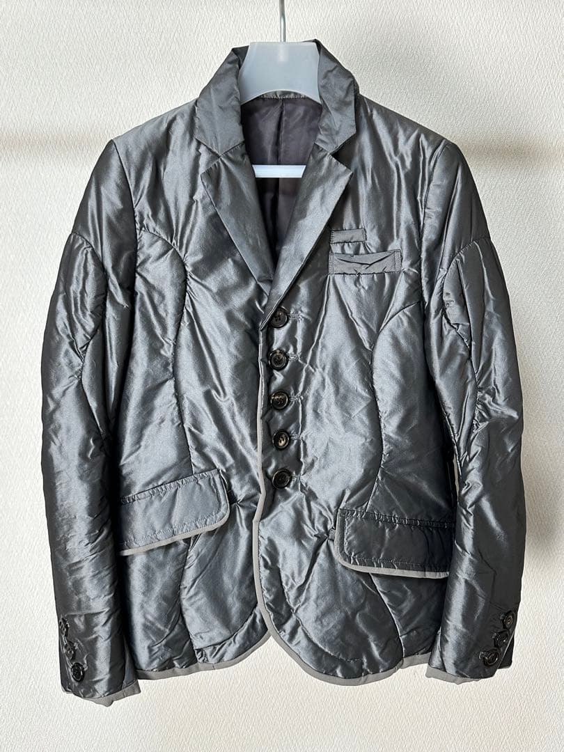 アンダーカバー シルク100% 中綿ダウンテーラードジャケット メタリックカラー